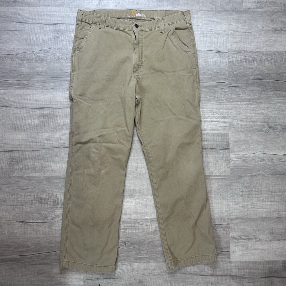 Carhartt Pants Mens 38x32 Rigby Rugged Flex Canvas Relaxed Fit 102291-253 Khaki